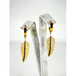 Gold Yaprak Detaylı Küpe